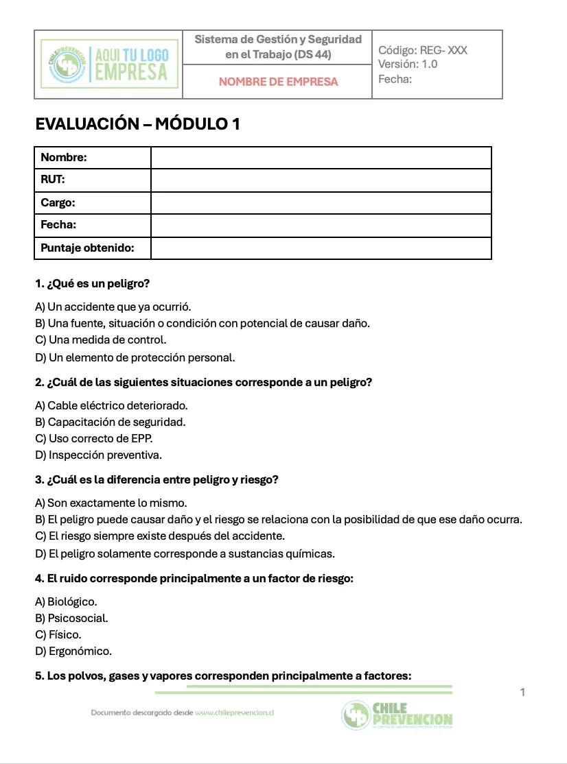 Módulos de capacitación DS 44