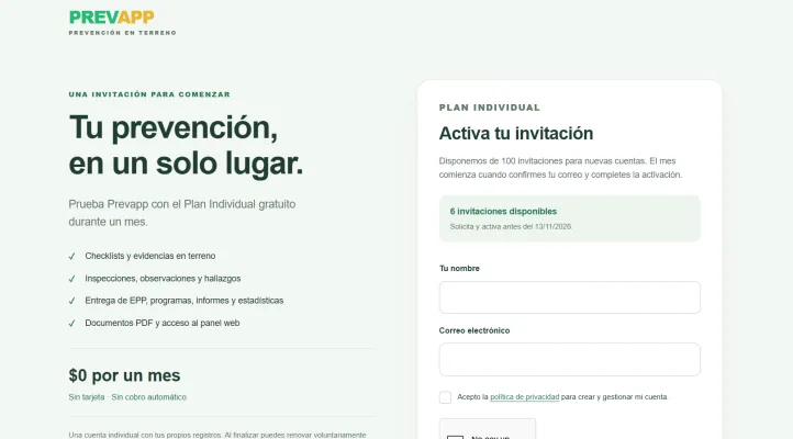 🎉 ¡Celebramos el lanzamiento de la nueva Prevapp con 100 cuentas GRATIS! · imagen 1 de 1